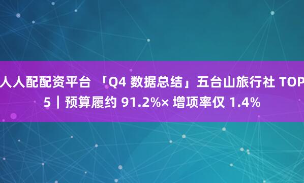 人人配配资平台 「Q4 数据总结」五台山旅行社 TOP5｜预算履约 91.2%× 增项率仅 1.4%